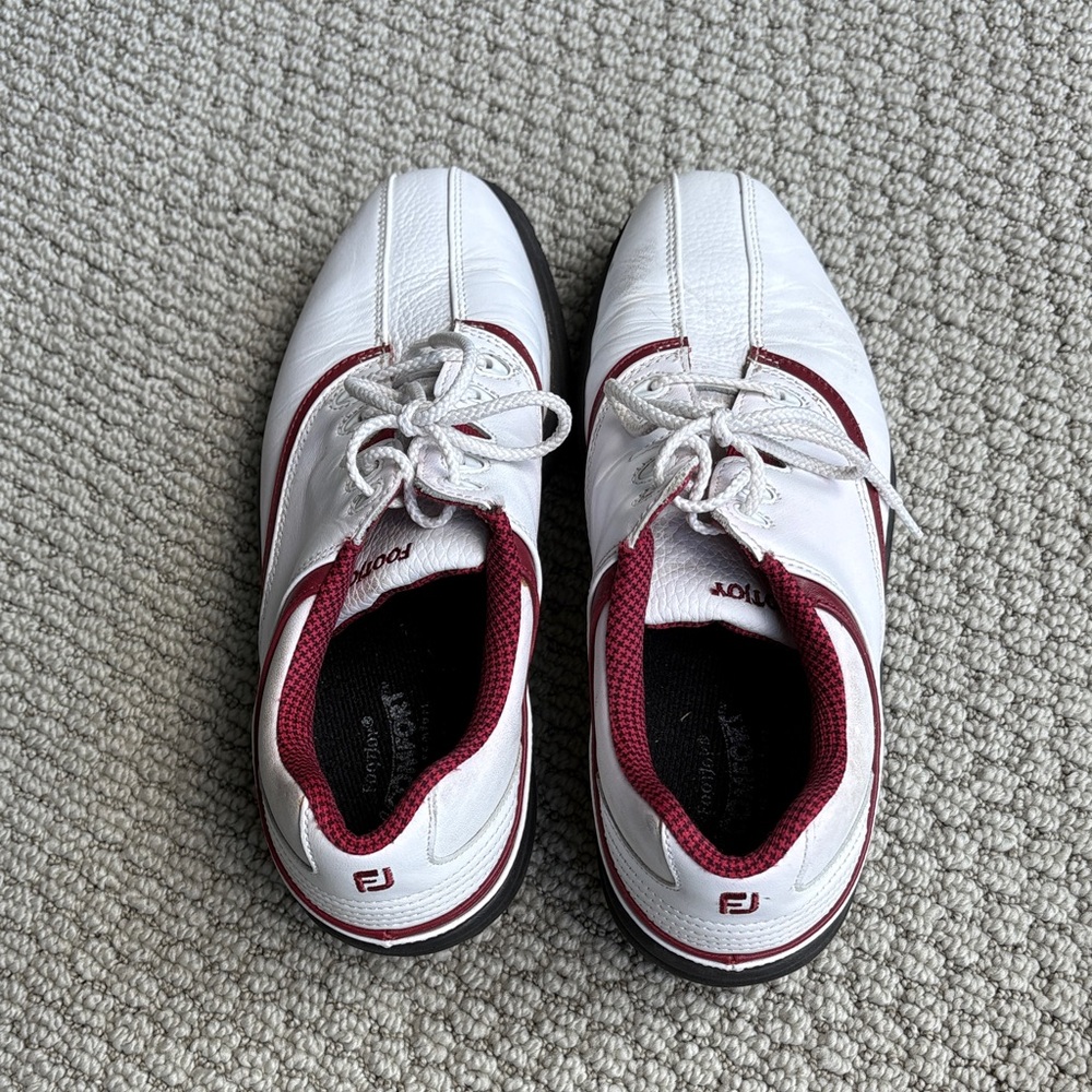 Footjoy Women's White and Maroon Golf Shoes